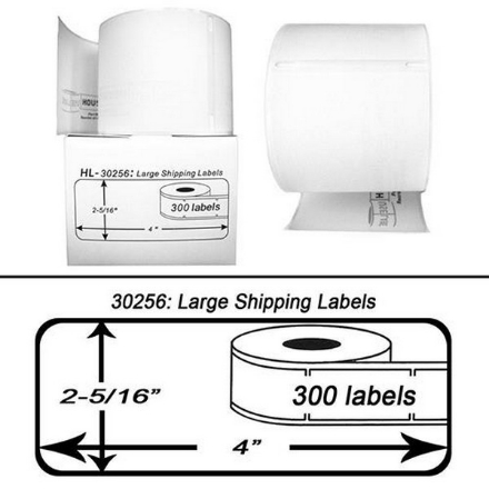 Picture of Compatible 30256 Black on White Large Shipping Labels (1000 pcs) (2.3" x 4" )