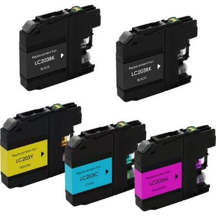 Picture of Bundled LC203BK, LC203C, LC203M, LC203Y High Yield Black, Cyan, Magenta, Yellow Inkjet Cartridges