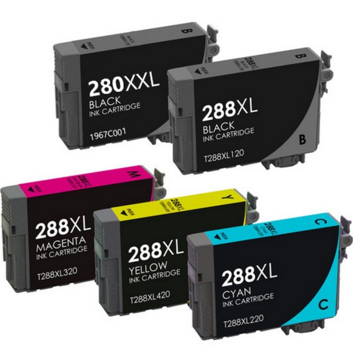 Picture of Bundled 1967C001, T288XL120, T288XL220, T288XL320, T288XL420 (PGI-280 XXL) Extra High Yield Black, Cyan, Magenta, Yellow Ink Cartridges