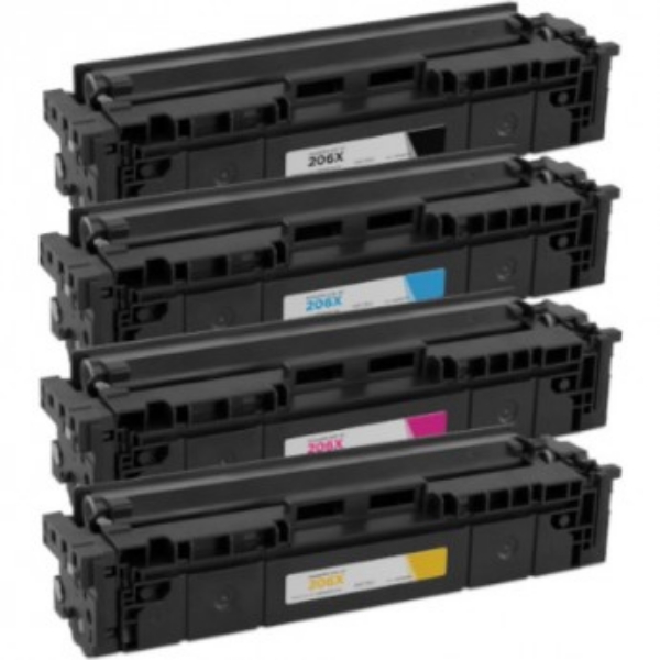 Show details for Value Bundle W2110X, W2111X, W2112X, W2113X (HP 206X) High Yield Black, Cyan, Magenta, Yellow Toner Cartridges (4 pack) with new chip Picture of Value Bundle W2110X, W2111X, W2112X, W2113X (HP 206X) High Yield Black, Cyan, Magenta, Yellow Toner Cartridges (4 pack) with new chip