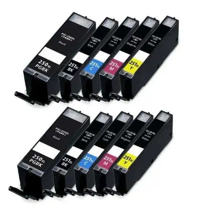 Picture of Premium Quality Black, Cyan, Magent, Yellow ((10 pack)2-PGI-250XL, 2/ea-CLI-251XL B,C,M,Y) Inkjet Cartridge compatible with the Canon PGI250xl, CLI251xl Combo
