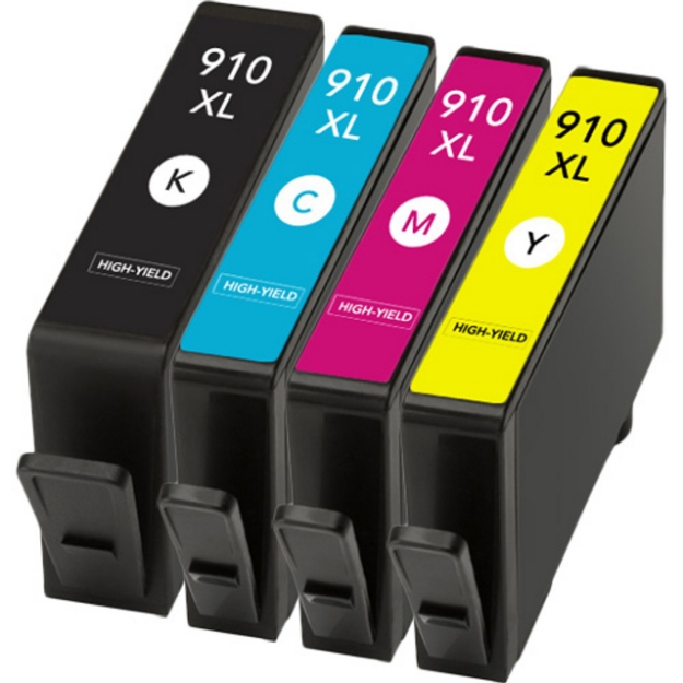 Picture of Bundled HP 910XL (3YL62AN,3YL63AN,3YL64AN,3YL65AN) Black, Cyan, Magenta, Yellow Ink Cartridges (825 Yield)